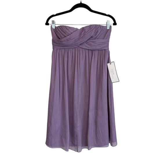 J.Crew Taryn Mini Dress 2 Purple Silk Strapless Chiffon Bridesmaid Cocktail NWT - Picture 1 of 10